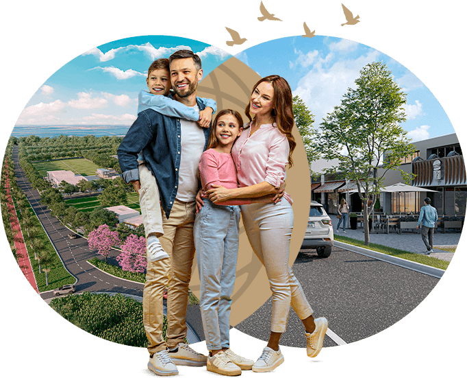 Família feliz no Bella Verona Boulevard